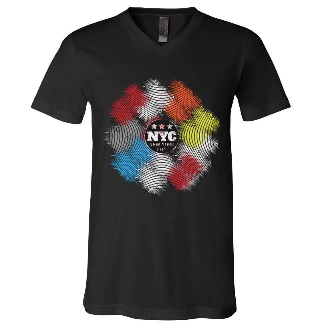 NYC New York City Vinyl Record V-Neck T-Shirt