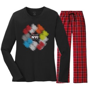 NYC New York City Vinyl Record Women's Long Sleeve Flannel Pajama Set 