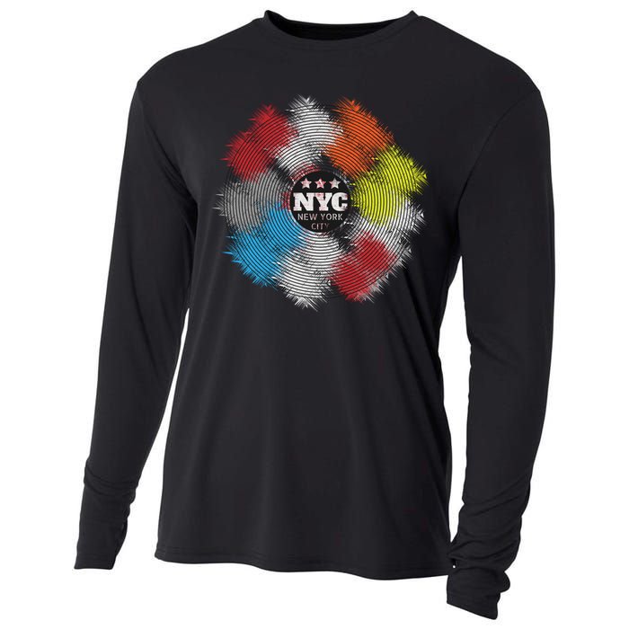 NYC New York City Vinyl Record Cooling Performance Long Sleeve Crew