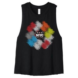 NYC New York City Vinyl Record Women's Racerback Cropped Tank