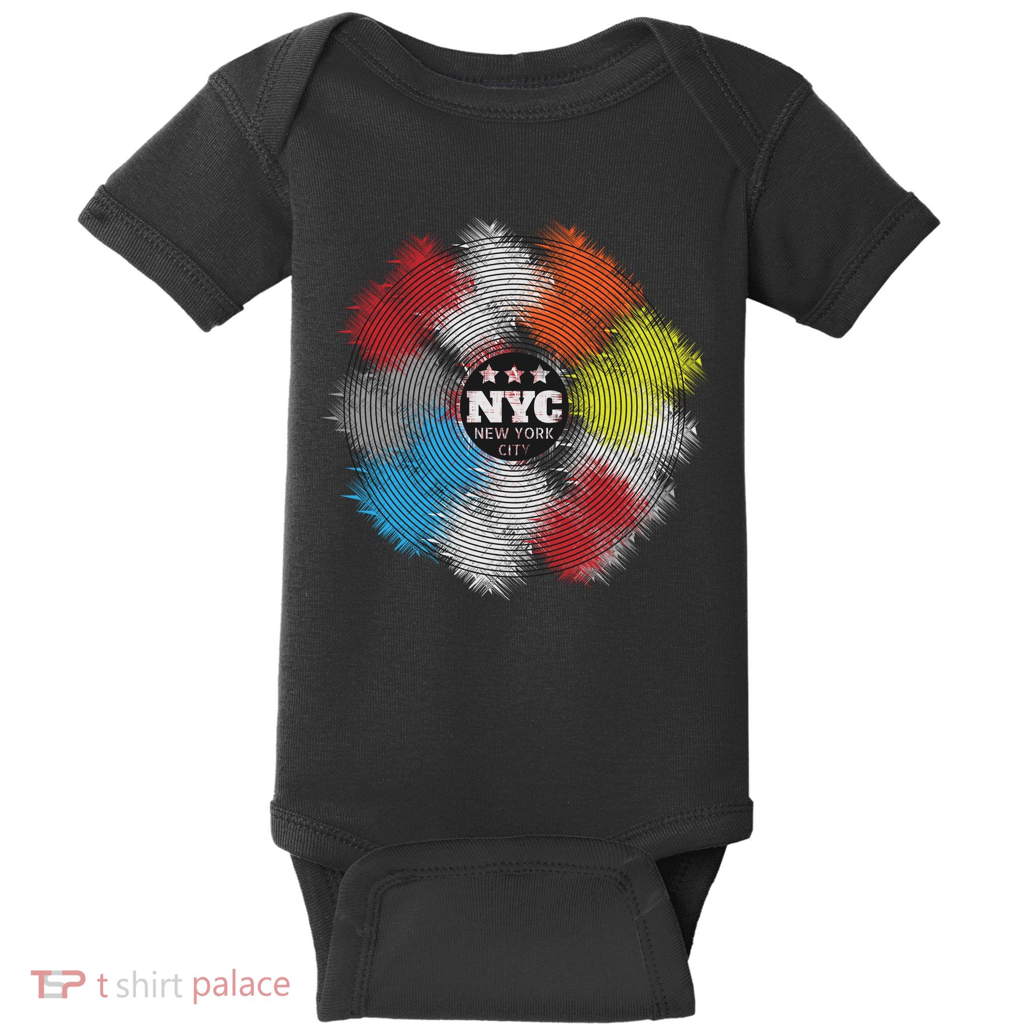 NYC New York City Vinyl Record Baby Bodysuit