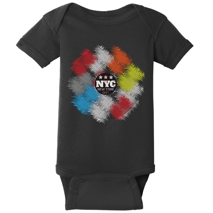 NYC New York City Vinyl Record Baby Bodysuit