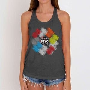 NYC New York City Vinyl Record Women's Knotted Racerback Tank