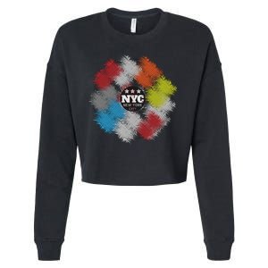 NYC New York City Vinyl Record Cropped Pullover Crew