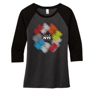 NYC New York City Vinyl Record Women's Tri-Blend 3/4-Sleeve Raglan Shirt