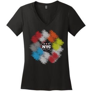 NYC New York City Vinyl Record Women's V-Neck T-Shirt