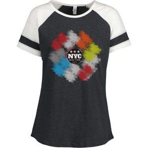 NYC New York City Vinyl Record Enza Ladies Jersey Colorblock Tee