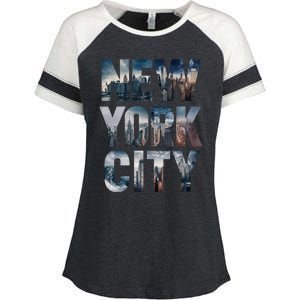 New York City New York City Skylines Statue Of Liberty Meaningful Gift Enza Ladies Jersey Colorblock Tee