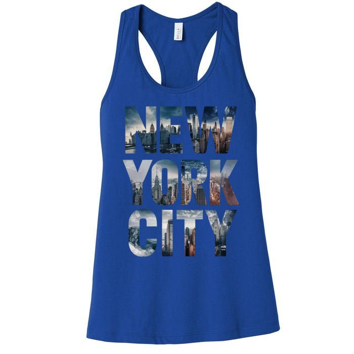 New York City New York City Skylines Statue Of Liberty Meaningful Gift Women's Racerback Tank