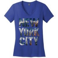 New York City New York City Skylines Statue Of Liberty Meaningful Gift Women's V-Neck T-Shirt