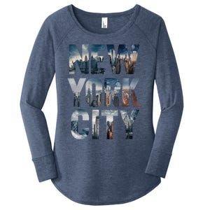 New York City New York City Skylines Statue Of Liberty Meaningful Gift Women's Perfect Tri Tunic Long Sleeve Shirt