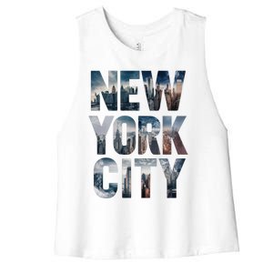 New York City New York City Skylines Statue Of Liberty Meaningful Gift Women's Racerback Cropped Tank