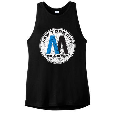 New York City Transit Mta Train Retro New York Ladies PosiCharge Tri-Blend Wicking Tank