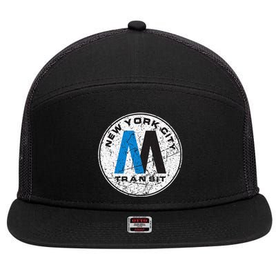 New York City Transit Mta Train Retro New York 7 Panel Mesh Trucker Snapback Hat