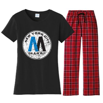 New York City Transit Mta Train Retro New York Women's Flannel Pajama Set