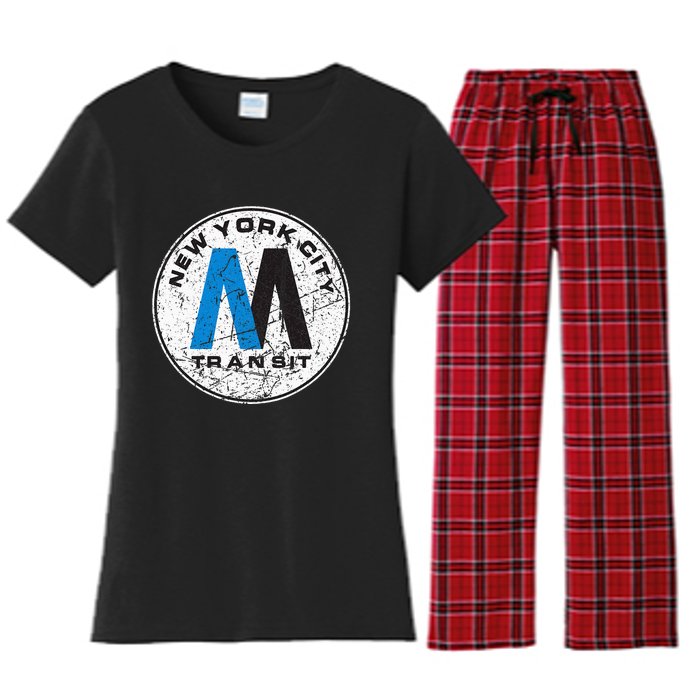 New York City Transit Mta Train Retro New York Women's Flannel Pajama Set