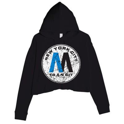 New York City Transit Mta Train Retro New York Crop Fleece Hoodie