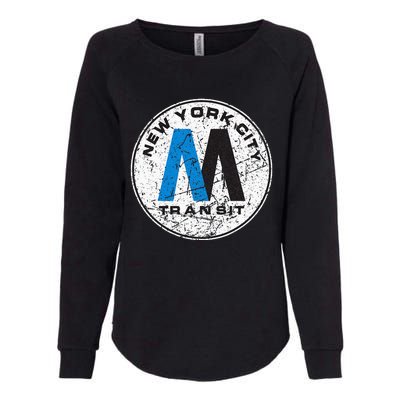 New York City Transit Mta Train Retro New York Womens California Wash Sweatshirt