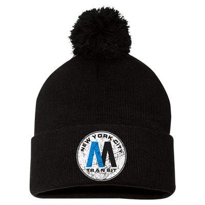 New York City Transit Mta Train Retro New York Pom Pom 12in Knit Beanie