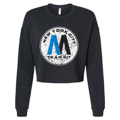 New York City Transit Mta Train Retro New York Cropped Pullover Crew