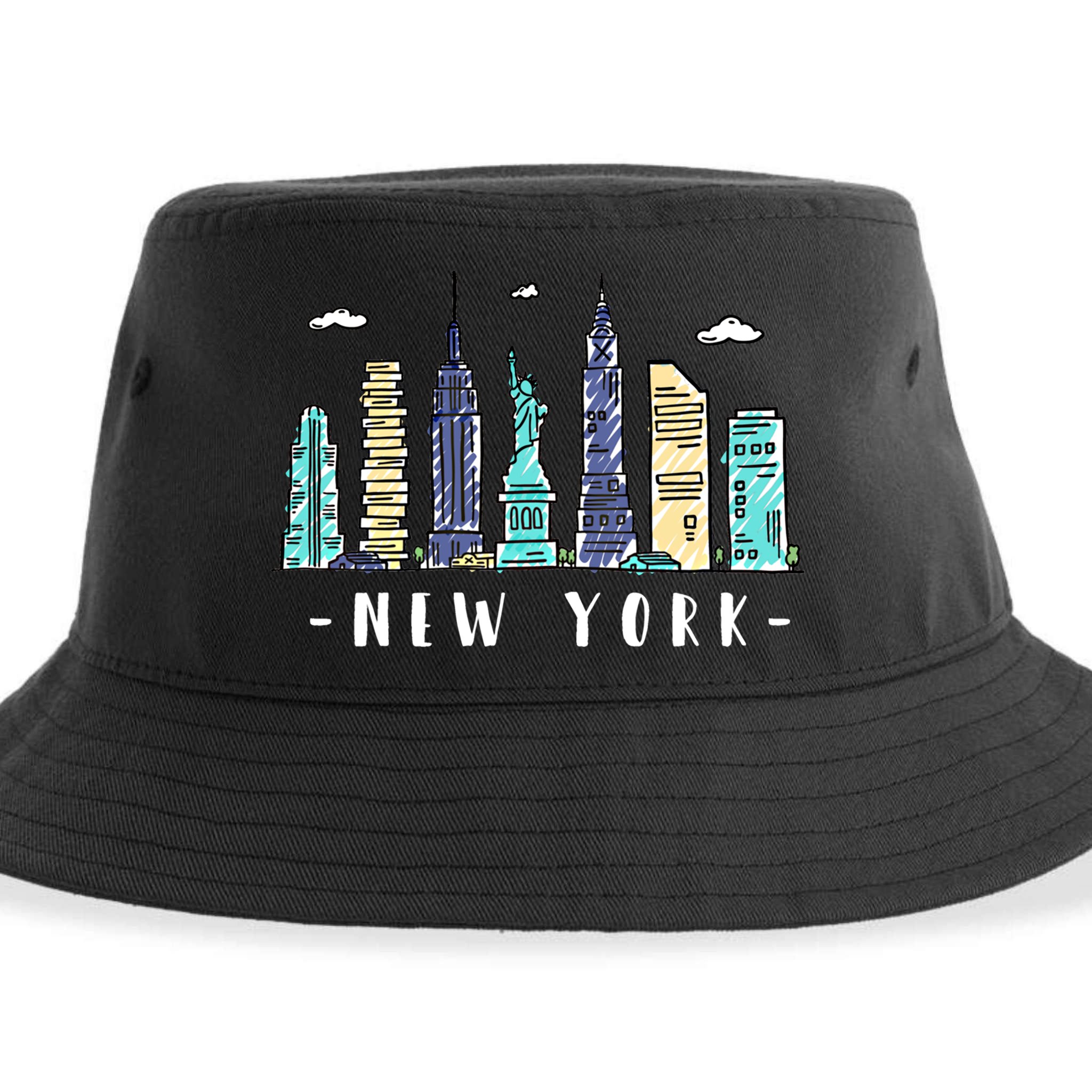 New York City Nyc Skyline Ny Watercolor Souvenir Gift Cool Gift Sustainable Bucket Hat