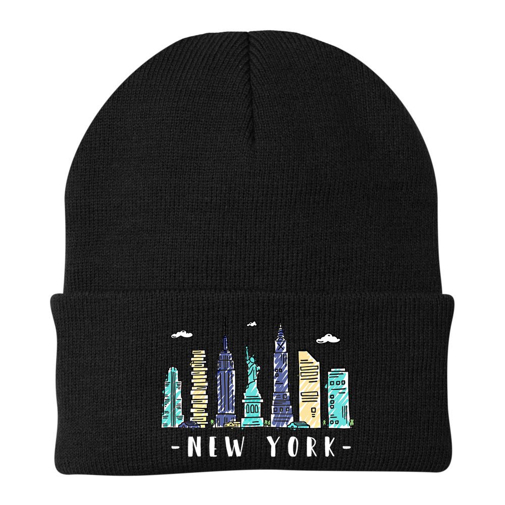 New York City Nyc Skyline Ny Watercolor Souvenir Gift Cool Gift Beanie