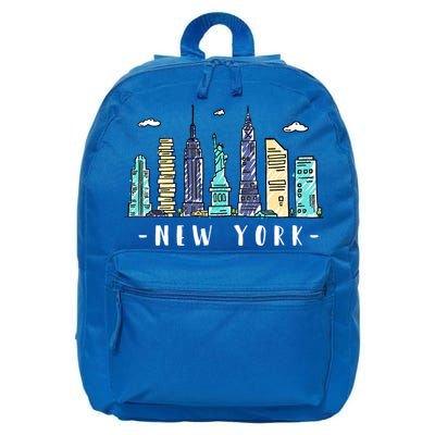 New York City Nyc Skyline Ny Watercolor Souvenir Gift Cool Gift 16 in Basic Backpack