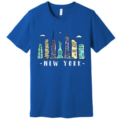 New York City Nyc Skyline Ny Watercolor Souvenir Gift Cool Gift Premium T-Shirt