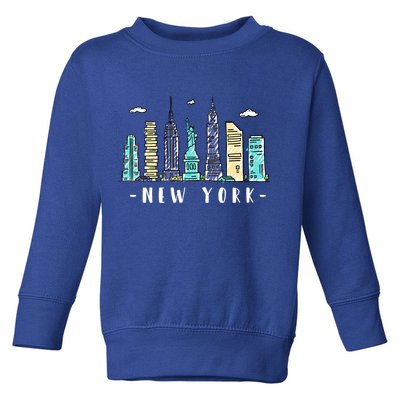 New York City Nyc Skyline Ny Watercolor Souvenir Gift Cool Gift Toddler Sweatshirt