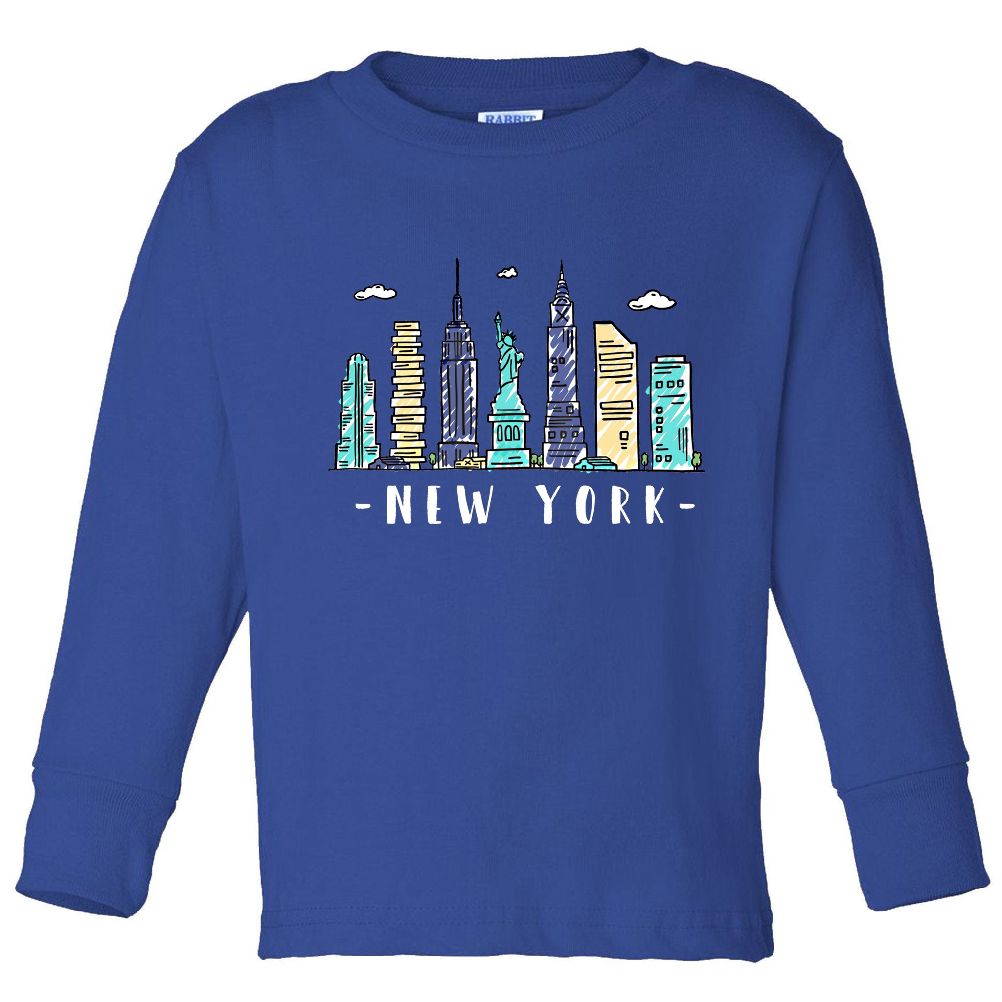 New York City Nyc Skyline Ny Watercolor Souvenir Gift Cool Gift Toddler Long Sleeve Shirt