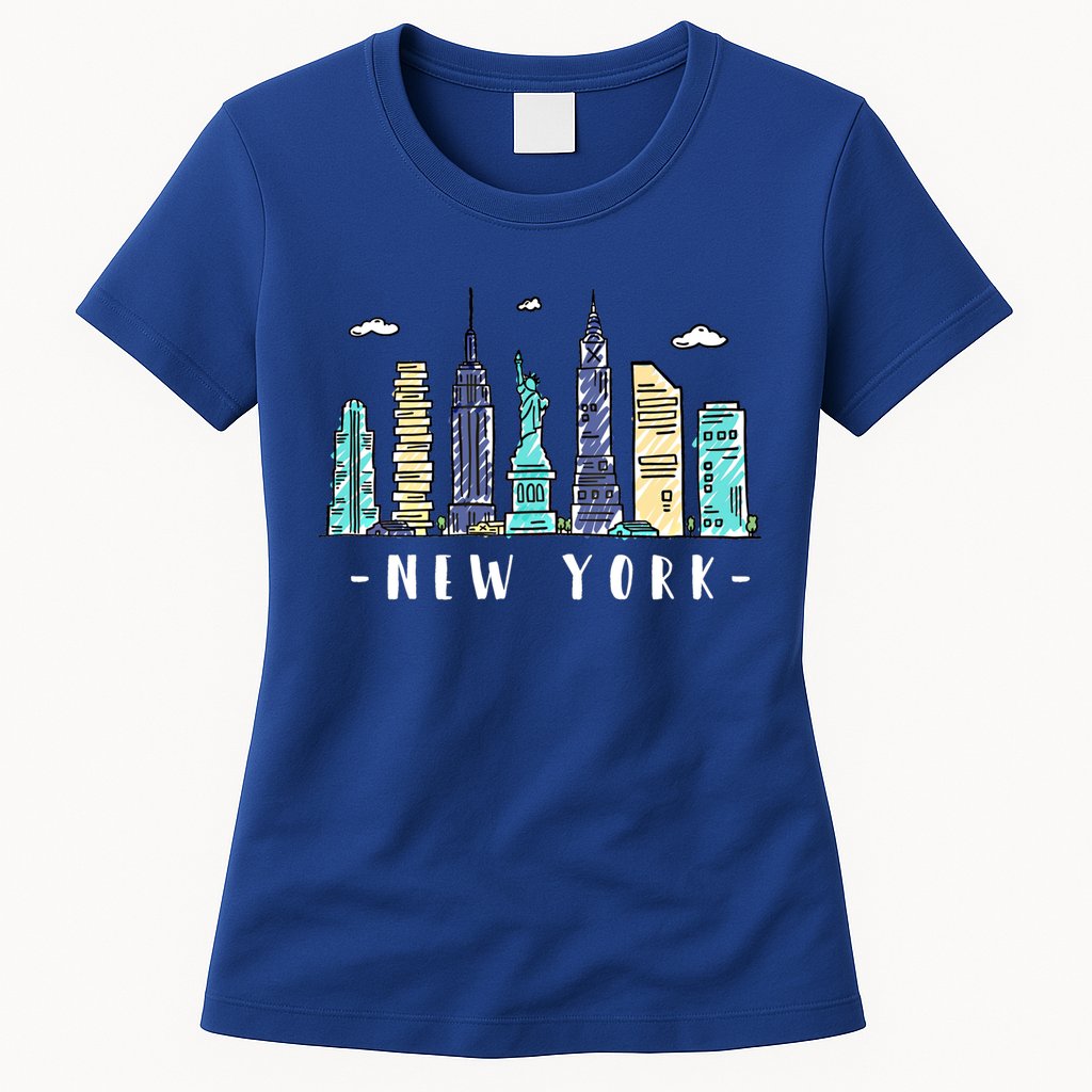 New York City Nyc Skyline Ny Watercolor Souvenir Gift Cool Gift Womens T-Shirt