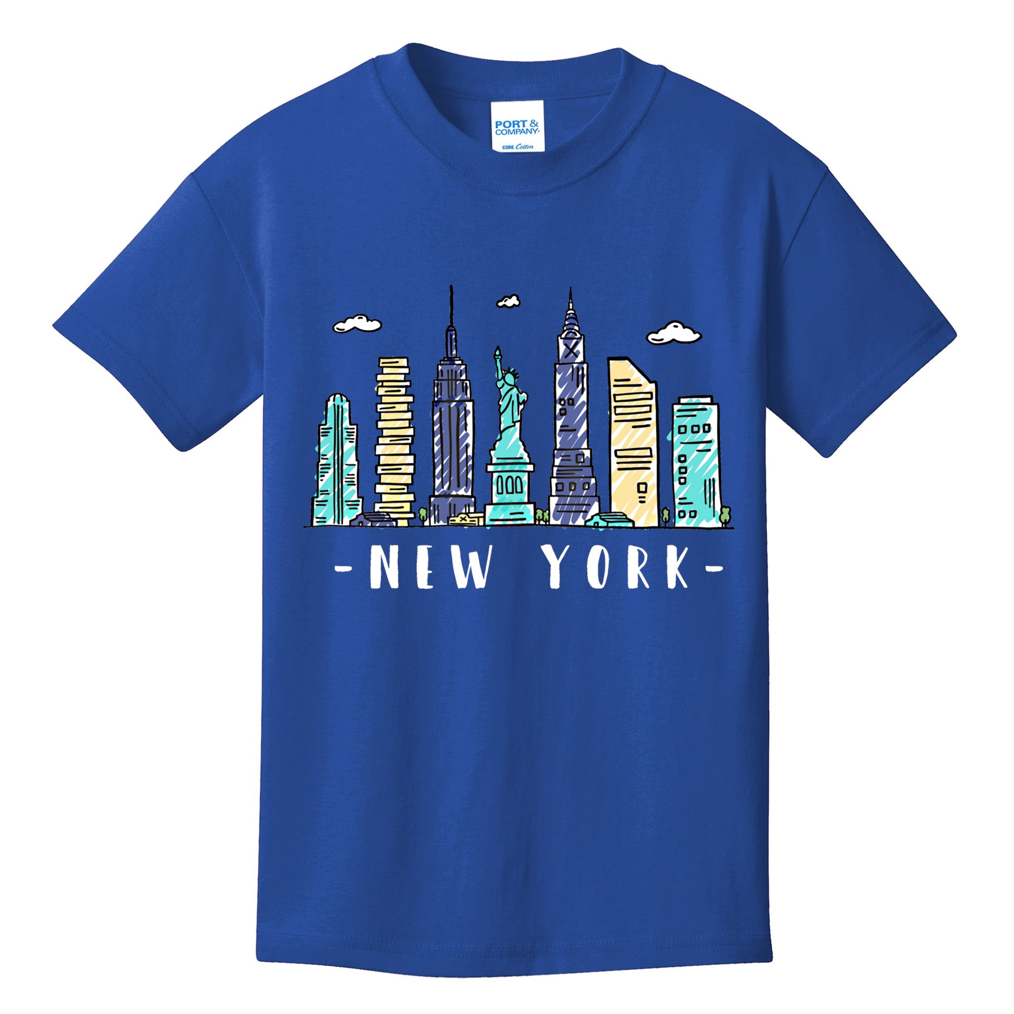 New York City Nyc Skyline Ny Watercolor Souvenir Gift Cool Gift Kids T-Shirt