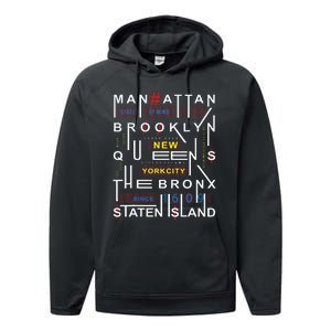 New York City Big Apple Bronx Queens Manhattan Staten Island Performance Fleece Hoodie