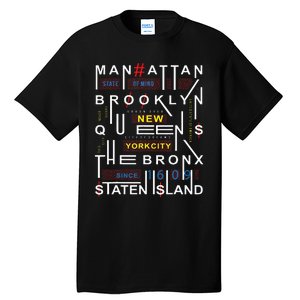 New York City Big Apple Bronx Queens Manhattan Staten Island Tall T-Shirt