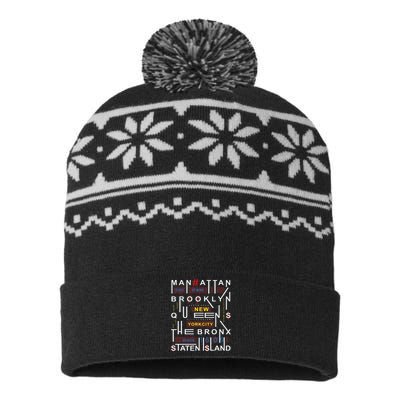 New York City Big Apple Bronx Queens Manhattan Staten Island USA-Made Snowflake Beanie