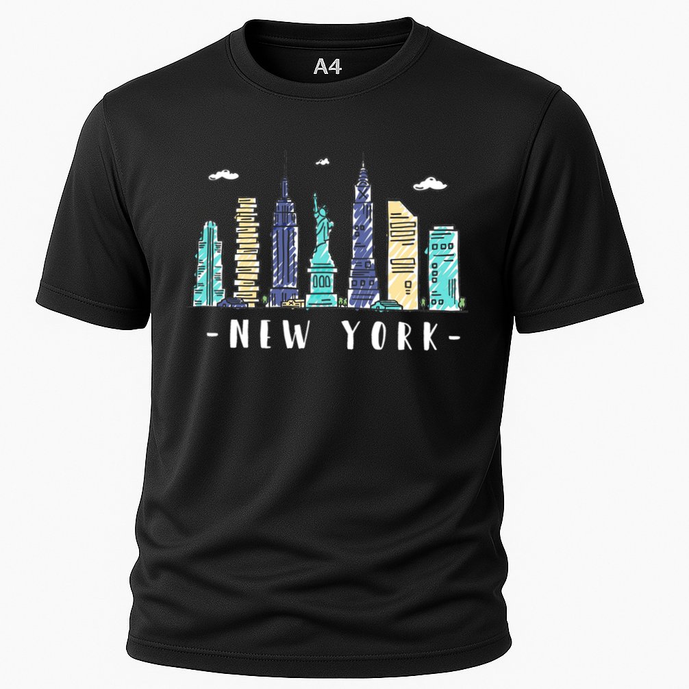 New York City Nyc Skyline Ny Watercolor Souvenir Gift Cute Gift Cooling Performance Crew T-Shirt