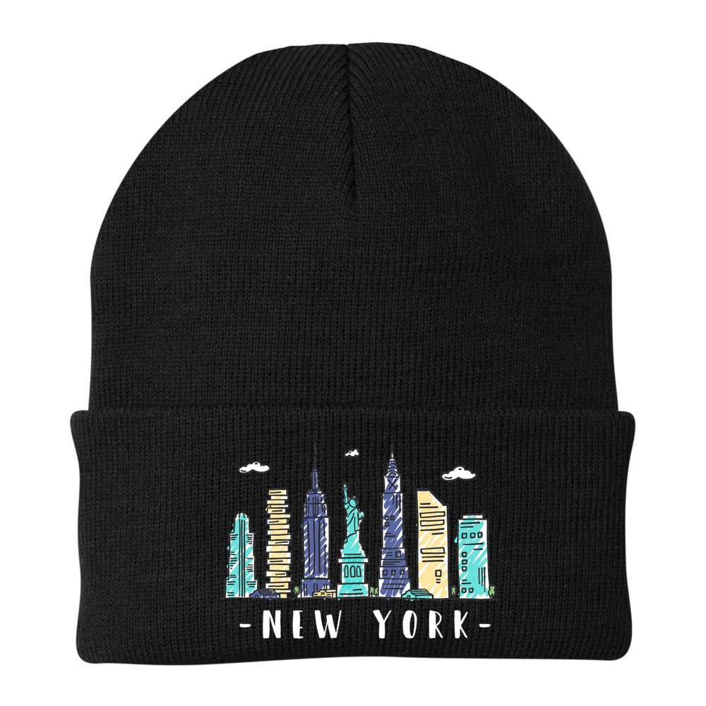 New York City Nyc Skyline Ny Watercolor Souvenir Gift Cute Gift Beanie