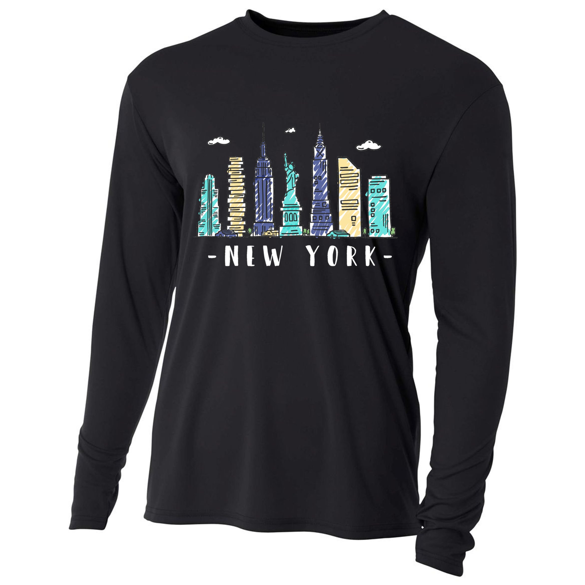 New York City Nyc Skyline Ny Watercolor Souvenir Gift Cute Gift Cooling Performance Long Sleeve Crew