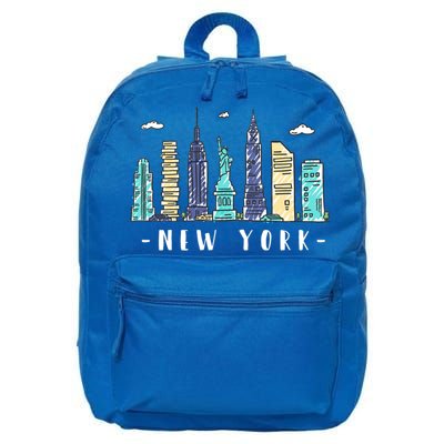 New York City Nyc Skyline Ny Watercolor Souvenir Gift Cute Gift 16 in Basic Backpack