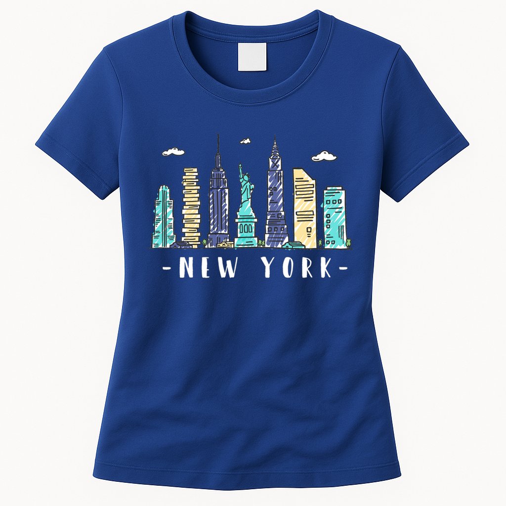 New York City Nyc Skyline Ny Watercolor Souvenir Gift Cute Gift Womens T-Shirt