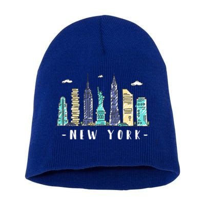 New York City Nyc Skyline Ny Watercolor Souvenir Gift Cute Gift Short Acrylic Beanie