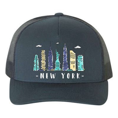 New York City Nyc Skyline Ny Watercolor Souvenir Gift Cute Gift Yupoong Adult 5-Panel Trucker Hat