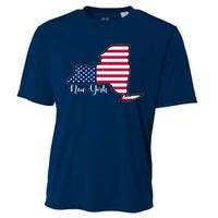 New York City United States Map Cooling Performance Crew T-Shirt