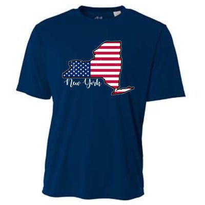 New York City United States Map Cooling Performance Crew T-Shirt