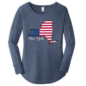 New York City United States Map Women's Perfect Tri Tunic Long Sleeve Shirt