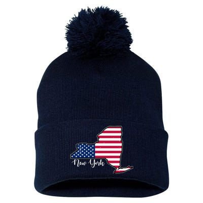 New York City United States Map Pom Pom 12in Knit Beanie