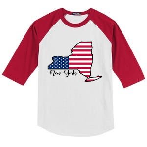 New York City United States Map Kids Colorblock Raglan Jersey