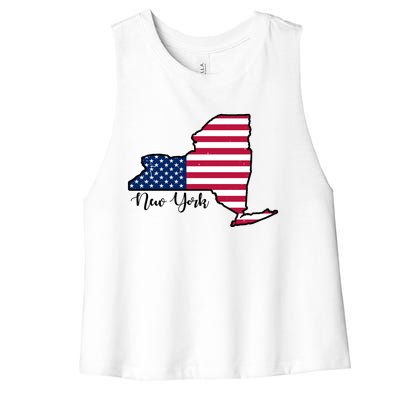 New York City United States Map Women's Racerback Cropped Tank