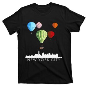 New York City Skyline Nyc Lovers Hot Air Balloons T-Shirt