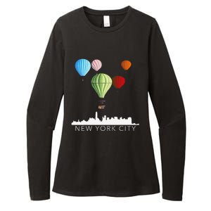 New York City Skyline Nyc Lovers Hot Air Balloons Womens CVC Long Sleeve Shirt